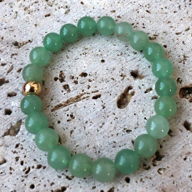 Bracelet aventurine verte perles rondes 8mm et chance